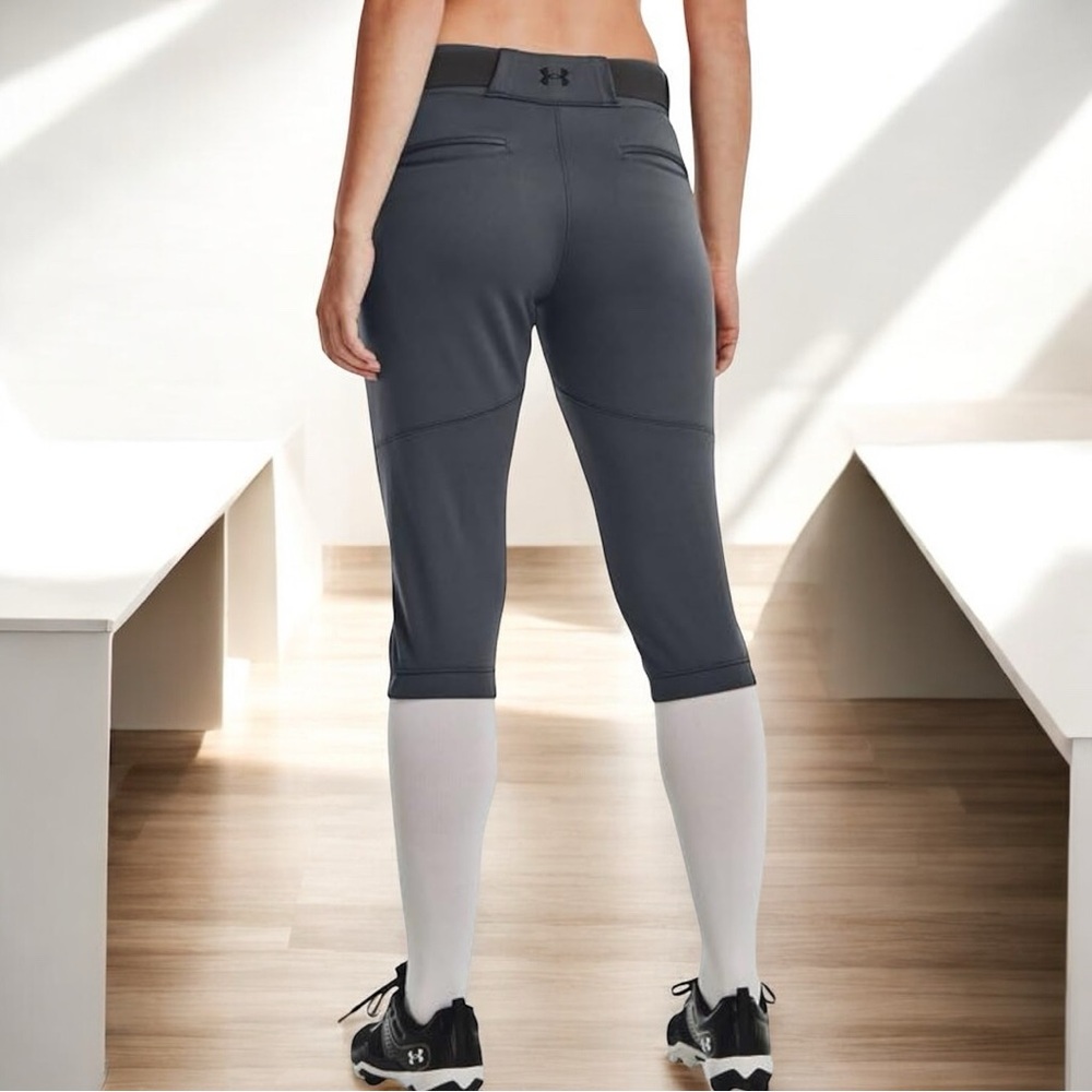 Under Armour Women's Vanish Fastpitch Softball Pants Grey/Black - YLG - Picture 9 of 11
